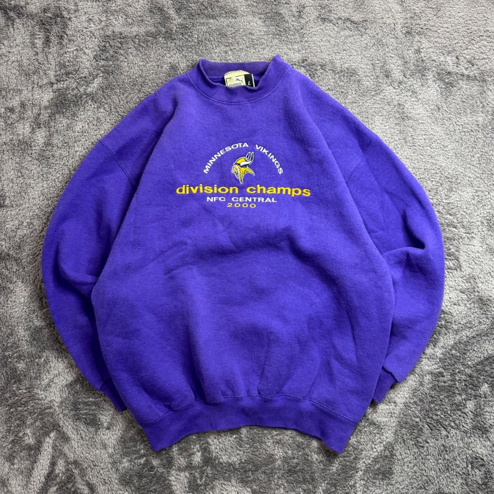 Vintage Puma Minnesota Vikings 2000 Division Champs Sweatshirt Purple Mens L